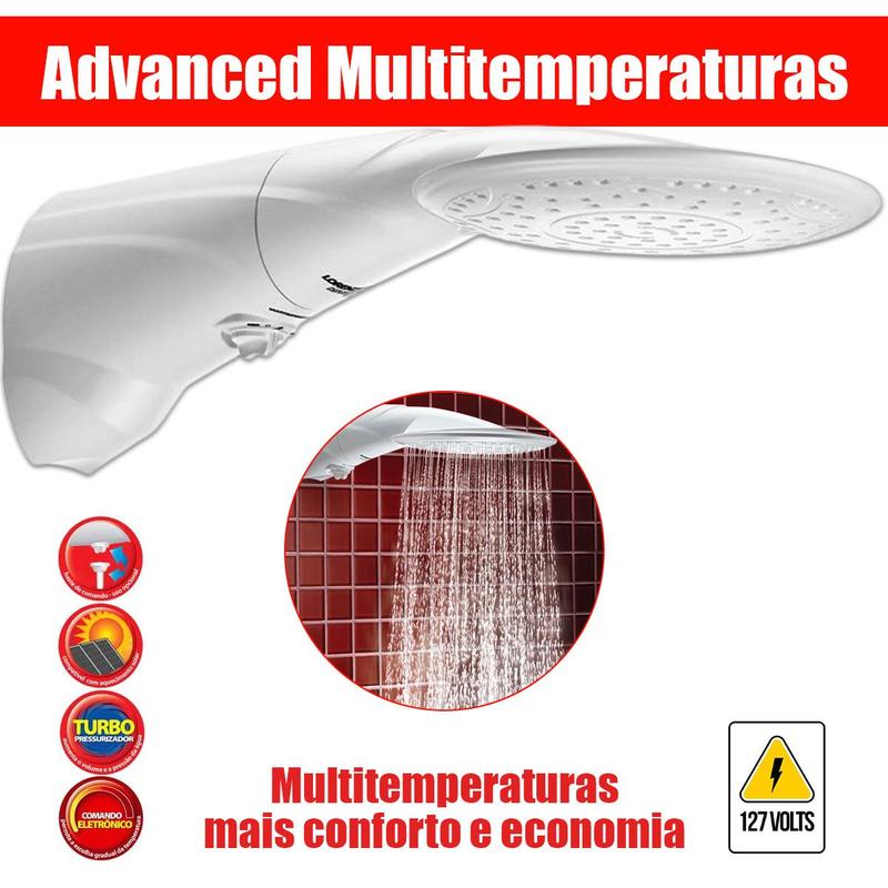Chuveiro a Gas Eletrico Lorenzetti Advanced Multitemperaturas 110v ...