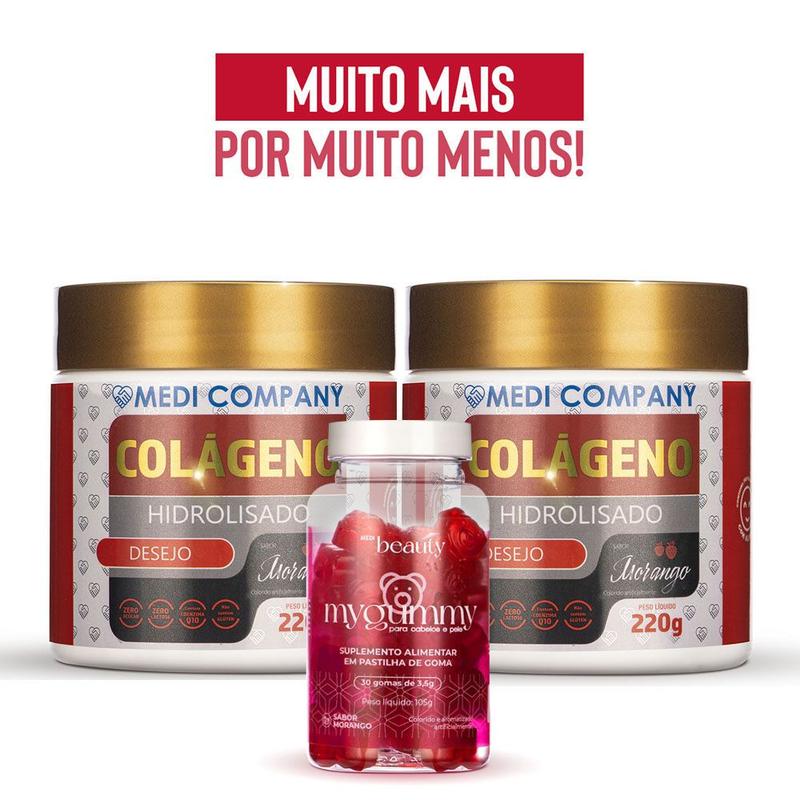 Colágeno Hidrolisado 100% Verisol 220g 2 Potes + My Gummy 30 Gomas ...