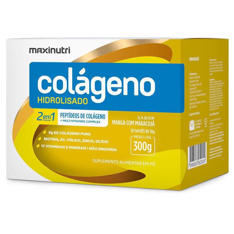 Colageno hidrolisado manga/maracuja 2em1 c/30sache - MAXINUTRI ...