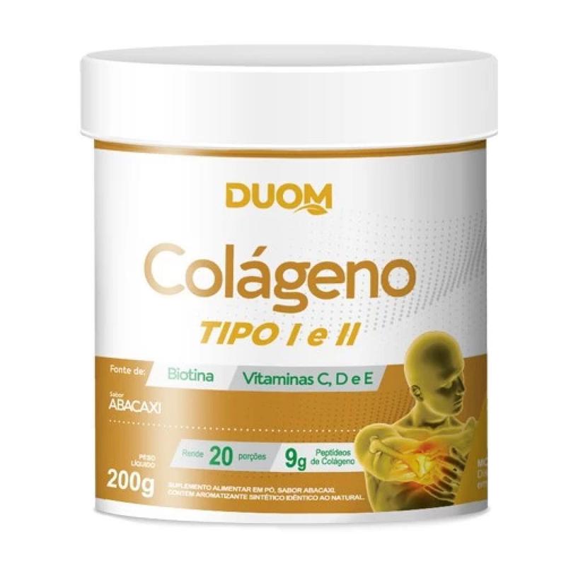 Colageno Tipo 1 e 2 com Vitaminas 200g Sabor Abacaxi Duom - Colágeno ...