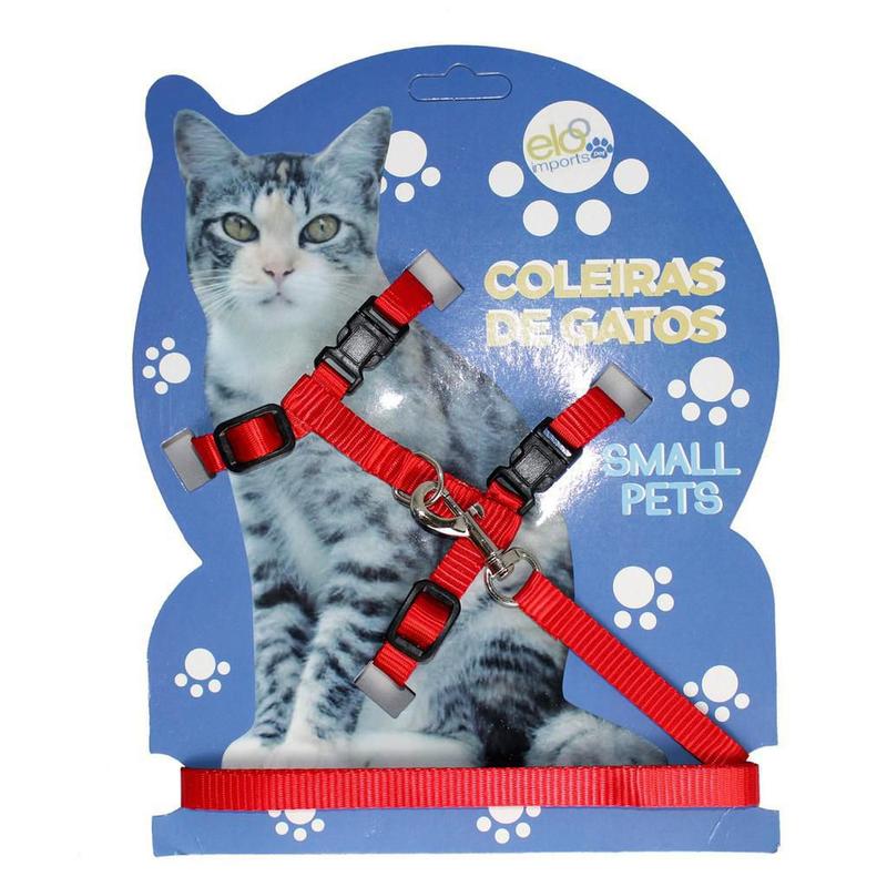 Coleira Peitoral Ajustável Para Passeios Com Guia Gatos - ELO ...