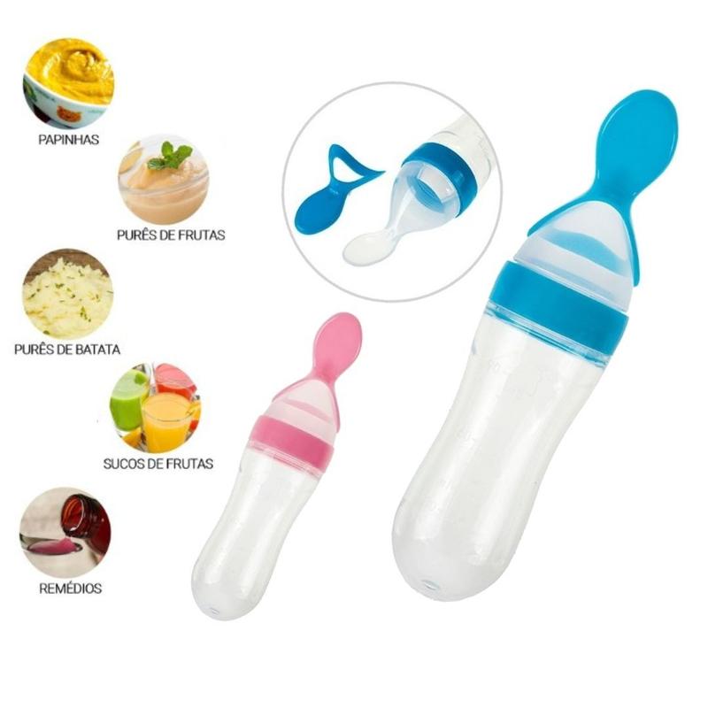Colher mamadeira dosadora de silicone infantil papinha e leite - ART ...