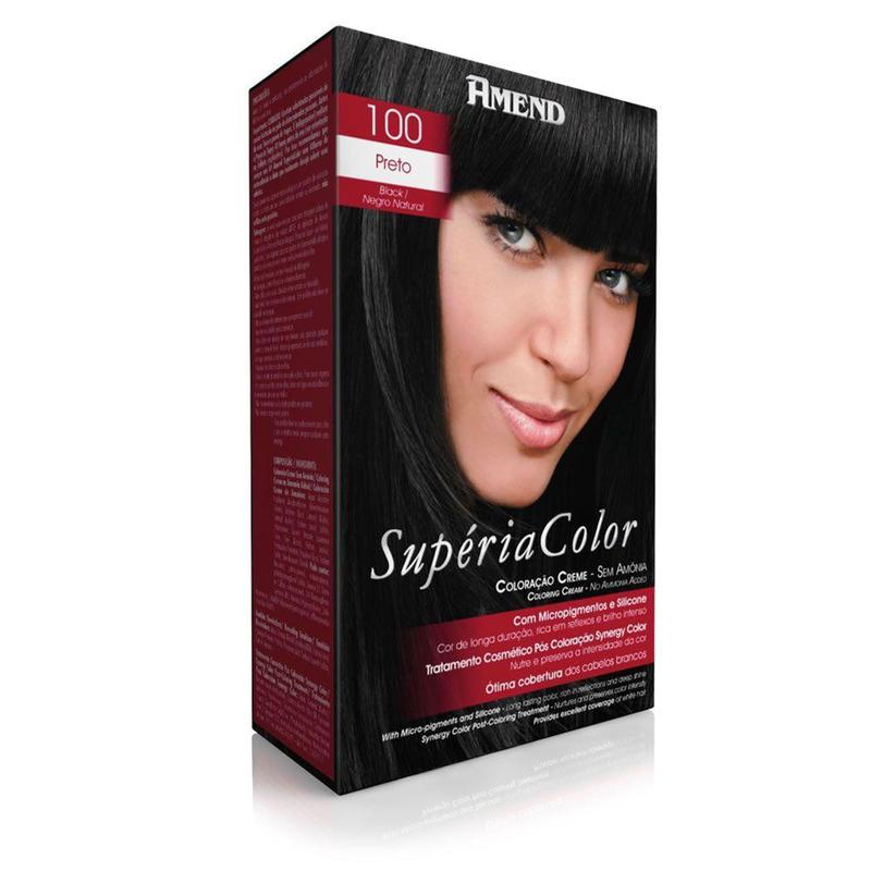 Coloração Creme sem Amônia Supéria Color 100 Preto - Amend - Tinta de ...