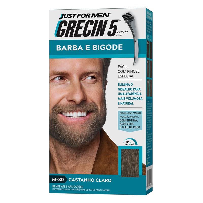 Coloração para Barba e Bigode Grecin 5 - Castanho Claro - Tinta para ...