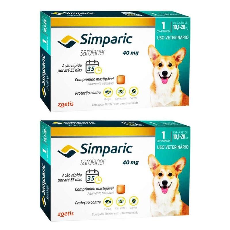 Combo 2 Unidades Simparic 10,1 A 20 Kg 40Mg Comp Avulso - Zoetis ...