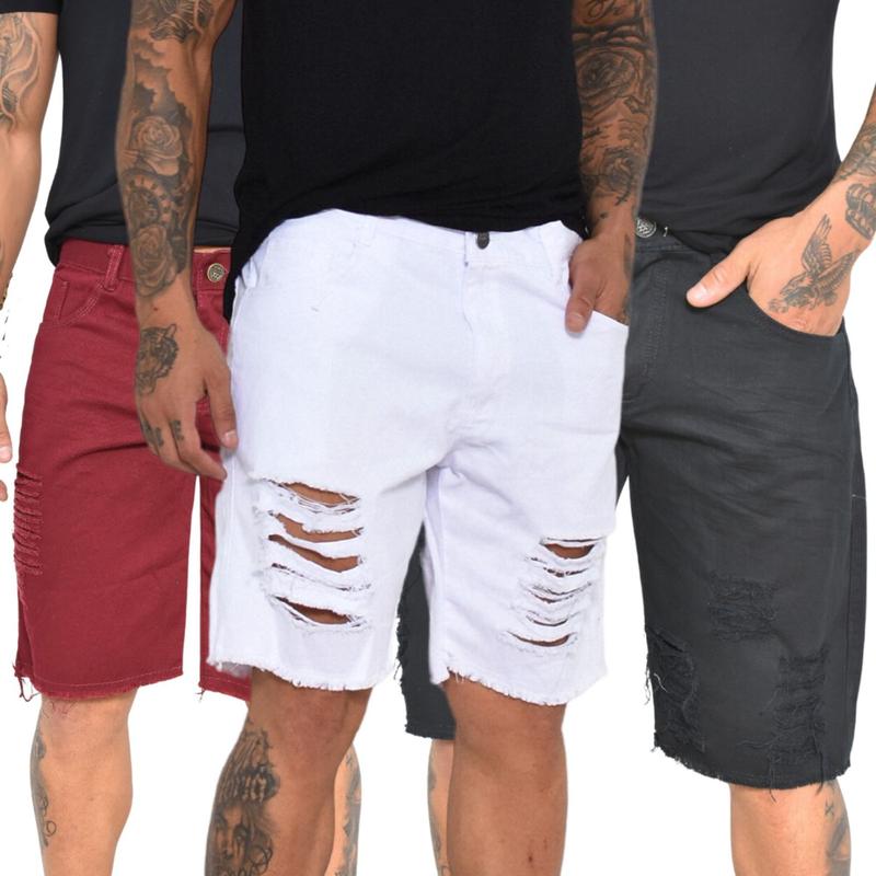 combo 3 bermudas rasgada masculina nova a pronta entrega envio rapido ...