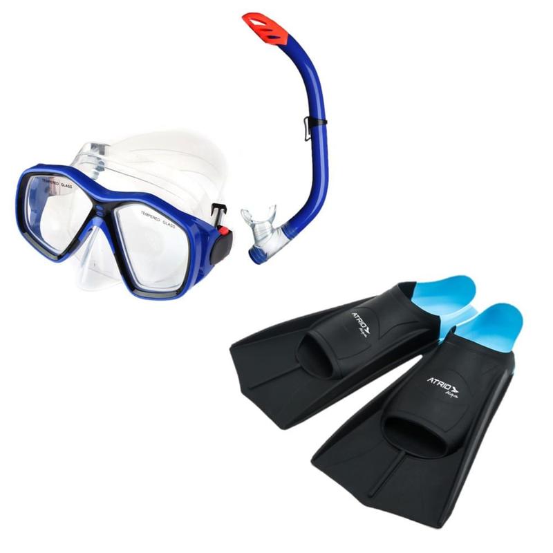 Combo Acqua - Pé de Pato Silicone Preto 33-35 e Kit Mergulho Máscara e ...