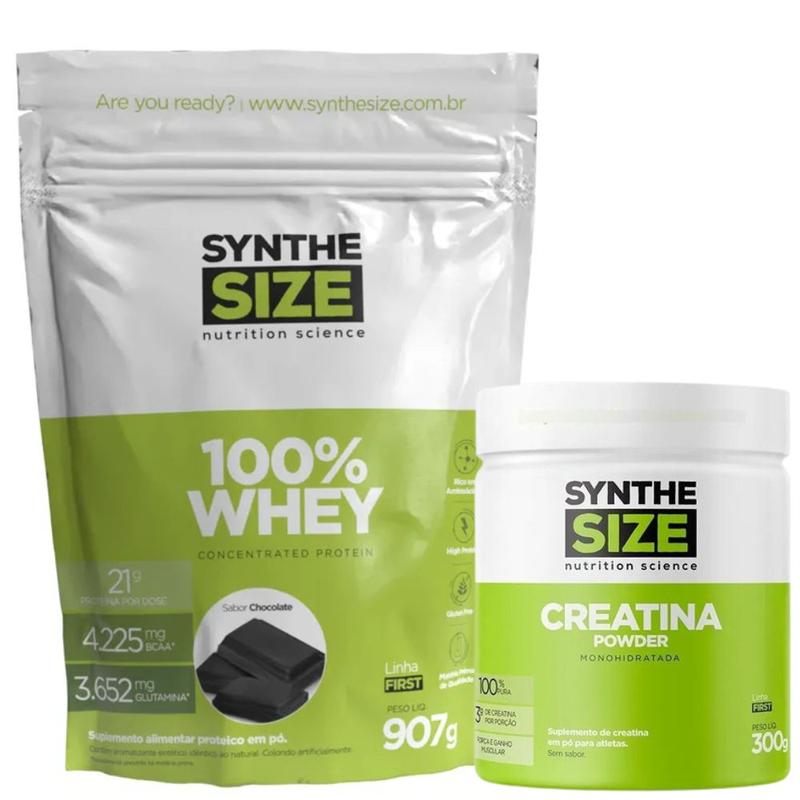 Combo Whey Protein 100% 907g e Creatina Monohidratada 300g - Synthesize ...