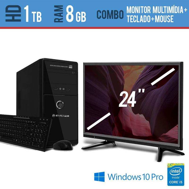 Computador Desktop com Monitor 24 Multimidia Intel i5 8GB HD 1TB ...