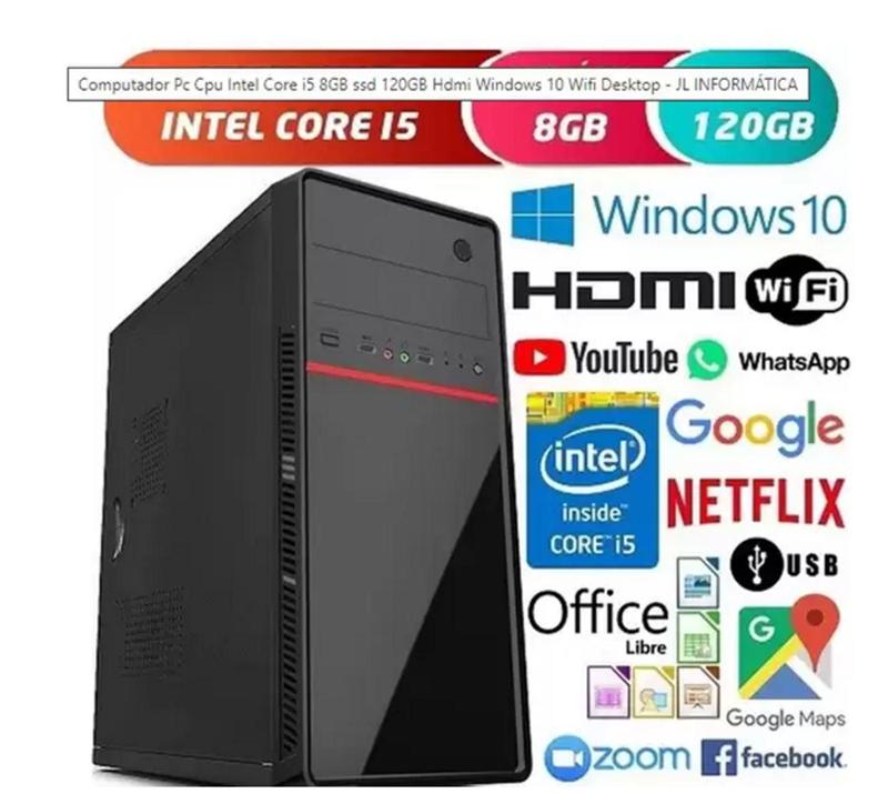 Computador Pc Cpu Intel Core i5 8GB ssd 120GB Hdmi Windows 10 - Desktop ...
