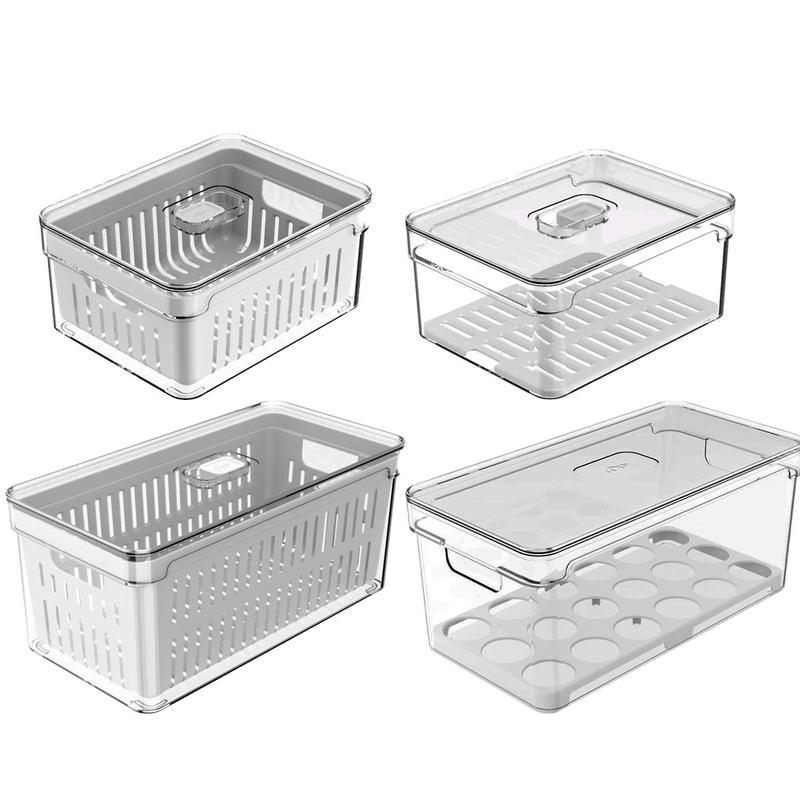 Conjunto Com 4 Potes Organizadores Para Geladeira Com Tampa - Ou - Pote ...