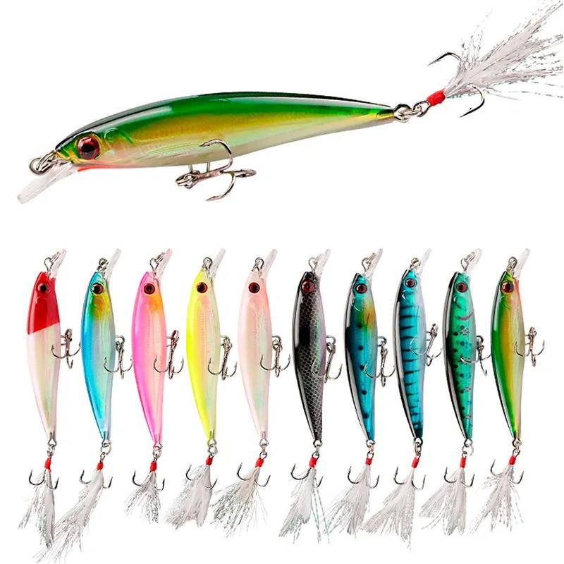 Conjunto De 10 Iscas Artificiais Rígidas Para Pesca Tucunaré Dourado ...