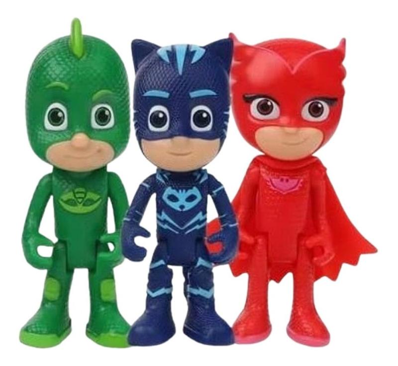 Conjunto De 3 Boneco Menino Gato Corujita Lagartixo Pj Masks - Boneco ...