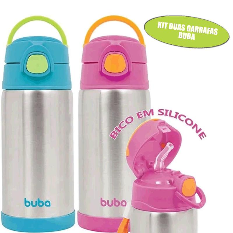 Conjunto De Garrafas Térmica Em Inox Com Canudo Buba Baby - Garrafa ...
