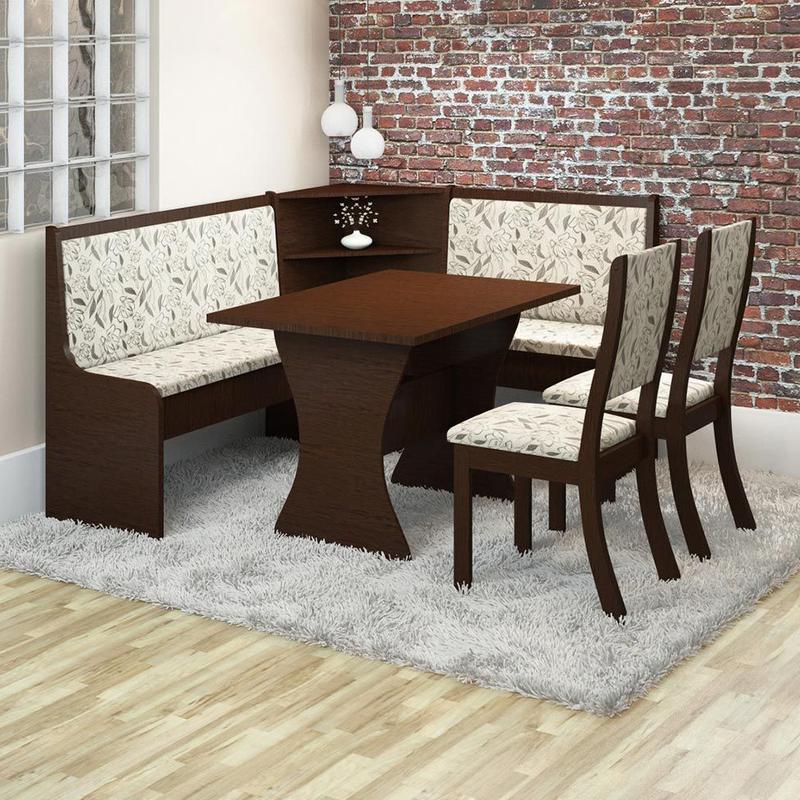 Conjunto de Mesa de Canto Top com Banco e 2 Cadeiras Kiara Chocolate e ...