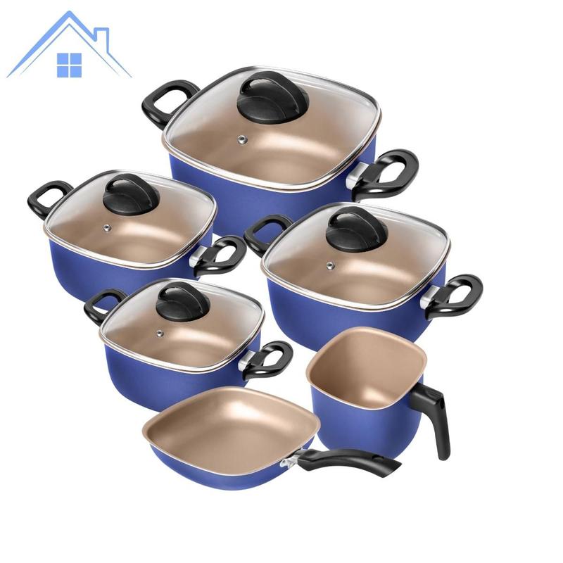 Jogo Panelas Antiaderente Patolux Cobre - 6 Peças Com Panela Pressão 5L