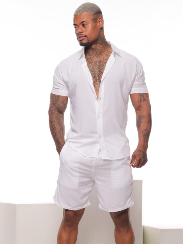 Conjunto Masculino Liso em Viscose Camisa de Botão e short - Volgue ...