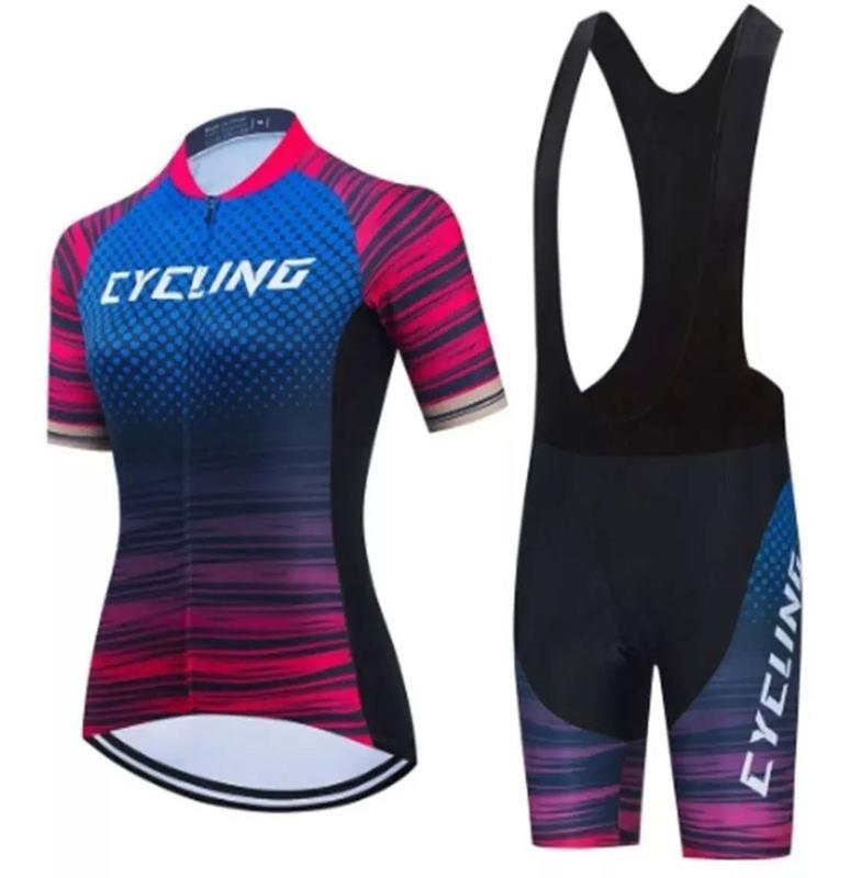 Conjunto Roupa De Ciclista Bretelle E Camisa Feminina Gel Confortável R ...