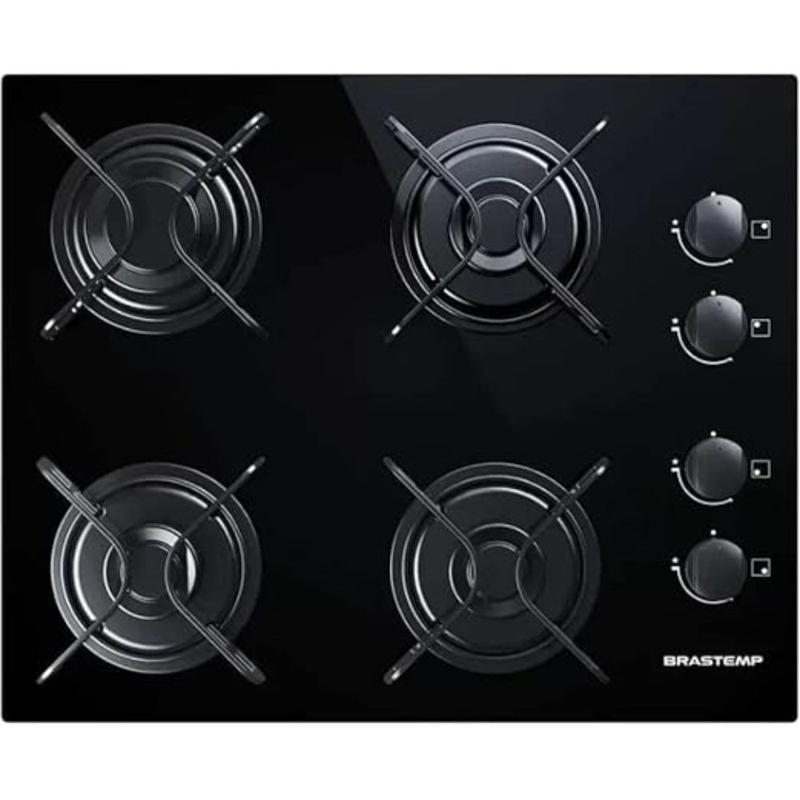 Cooktop a Gás Brastemp 4 Bocas Vidro Preto BDD61AE Bivolt Cooktop 4