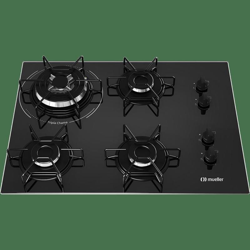 Cooktop a Gás Mueller 4 Bocas Tripla Chama Preto MCG134BG1 Bivolt ...