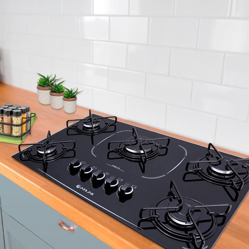 Cooktop de Vidro Fogão 5 Bocas Acendimento Automático Mesa Balcão ...