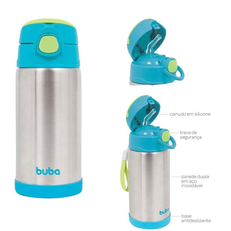 Copo Térmico com Canudo 400 ml Azul 3+ 11385 Buba - Copos - Magazine Luiza