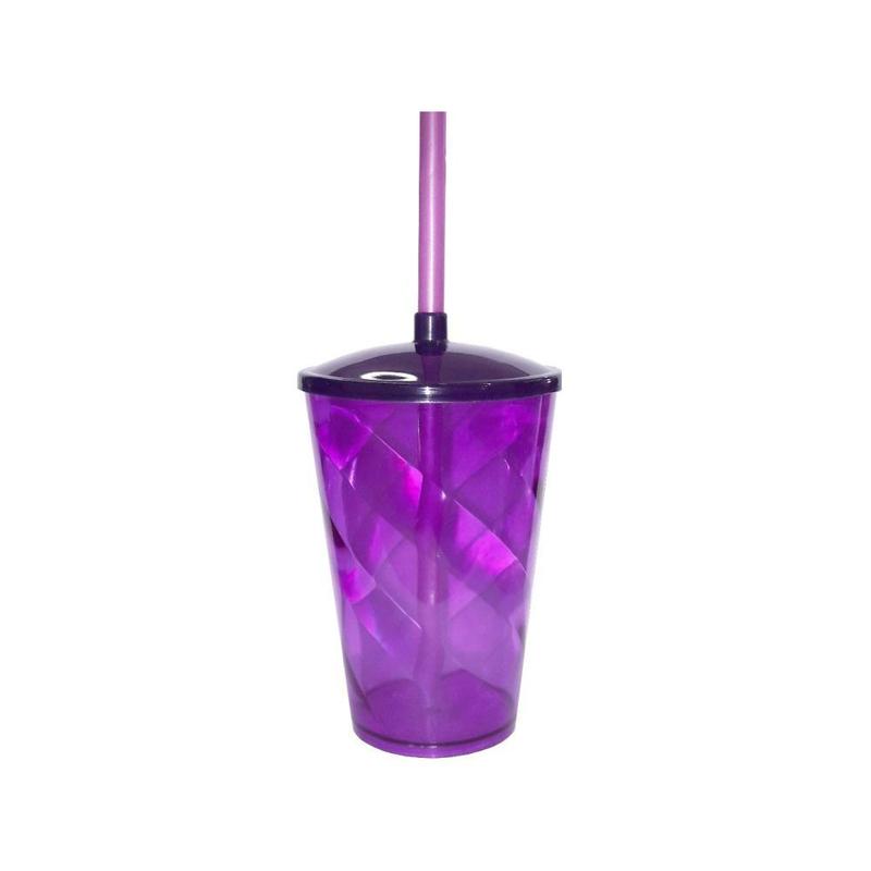 Copo Twister Com Tampa E Canudo Roxo 500Ml - Belas cores - Copos ...