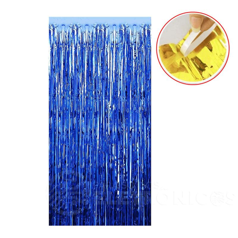 Cortina Metalizada Azul Para Decoração De Festas Aniversário Casamento ...
