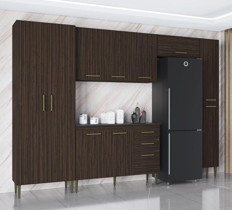 Cozinha Modulada Completa Cristal 1 05 Peças Chocolate Poquema ...