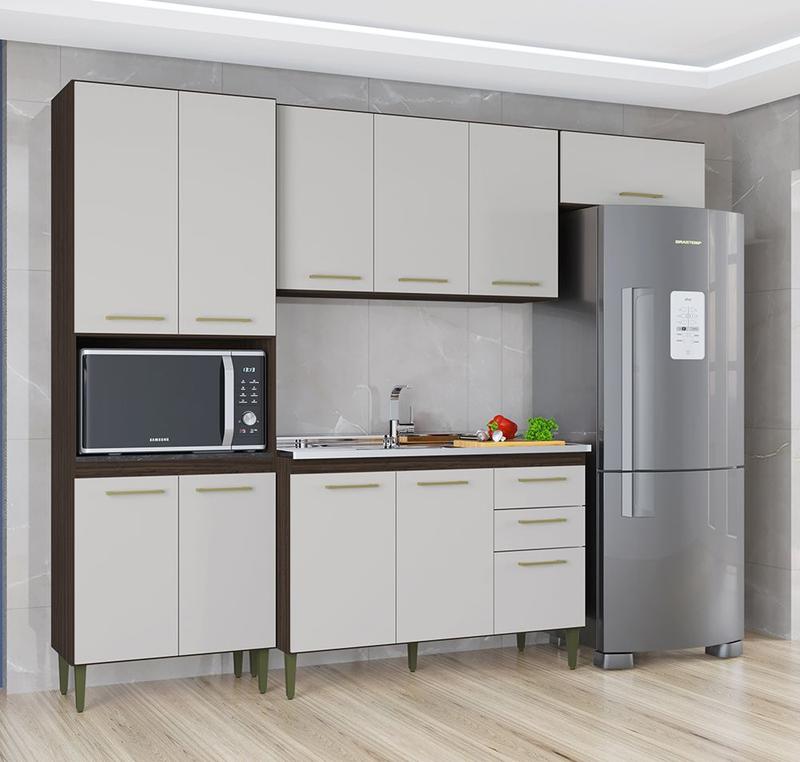 Cozinha Modulada Completa Cristal 11 04 Peças Chocolate Off White ...