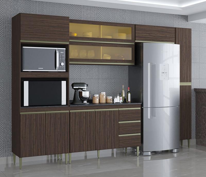 Cozinha Modulada Completa Pérola 1 Com Tampo 05 Peças Chocolate Poquema ...