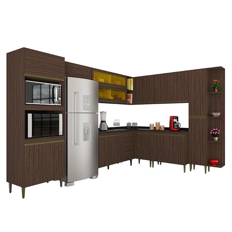 Cozinha Modulada Pérola 10 Peças Chocolate com Tampo MDP - Poquema ...