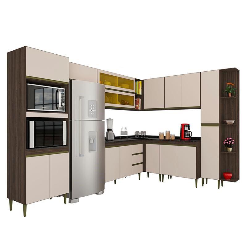 Cozinha Modulada Pérola 10 Peças Chocolate/Off White com Tampo MDP ...