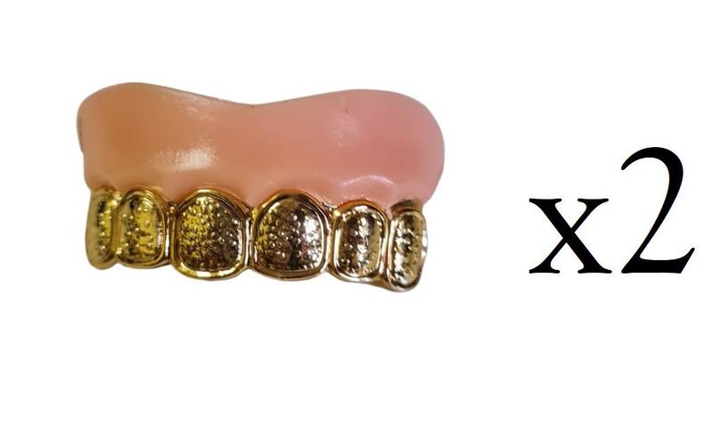 Dentadura estilo Rapper Hip Hop cor ouro Fantasia- kit 2un - Lynx ...