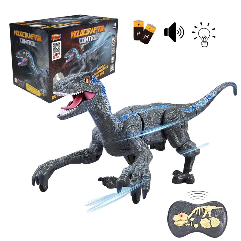 Dinossauro Controle Remoto Recarregável Velociraptor Som Luz - Zoop ...