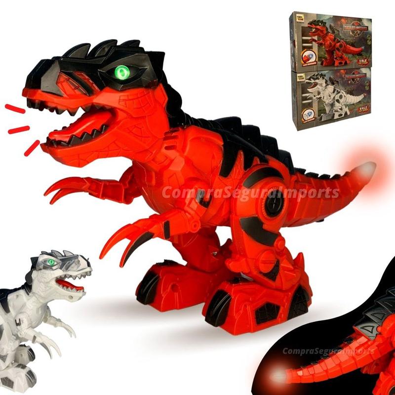 Dinossauro De Brinquedo T Rex Robo Anda Emite Som Luz Led F114 ...