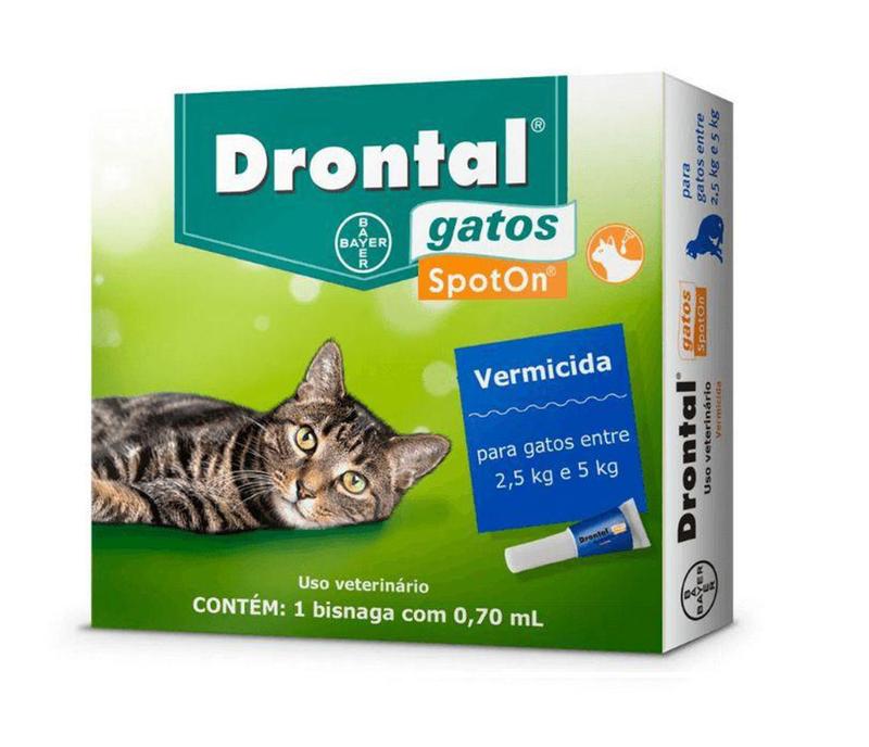Drontal Gatos SpotOn de 2,5 a 5kg Bayer Vermífugo Magazine Luiza