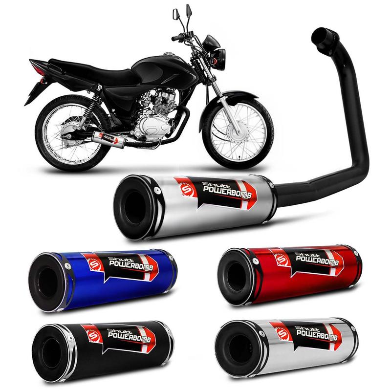 Escapamento Esportivo CG Fan 125 2009 A 2012 Shutt Azul Vermelho Preto ...