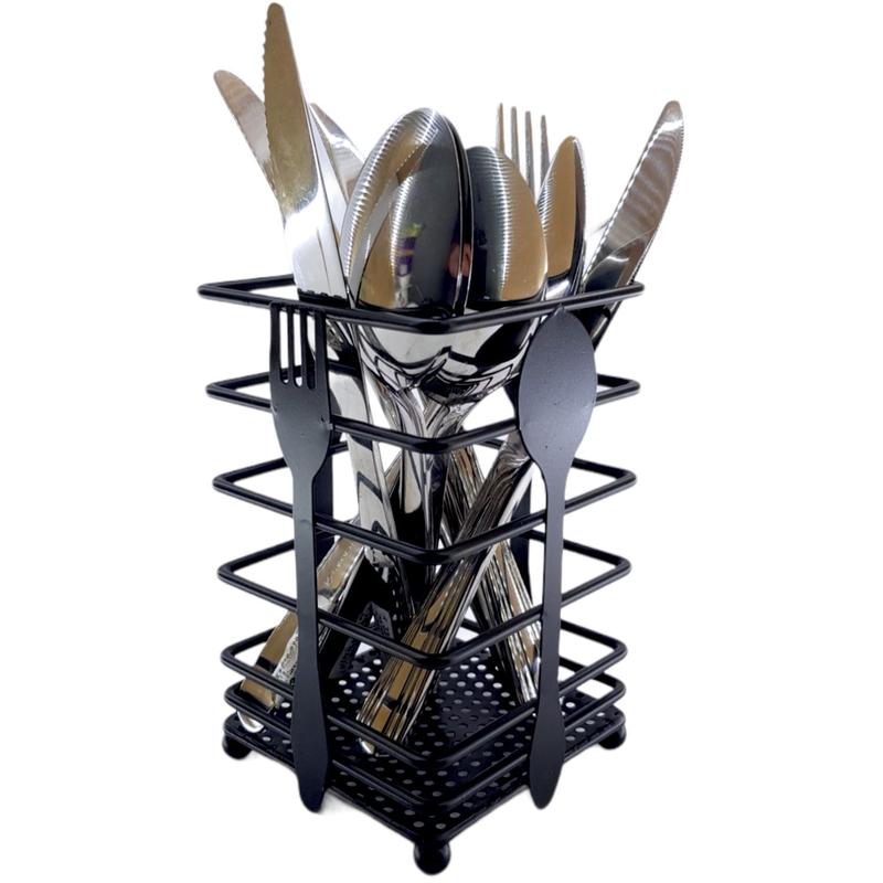 Escorredor de Talheres Mesa Porta Faca Gafo Colher Utensílios Preto ...
