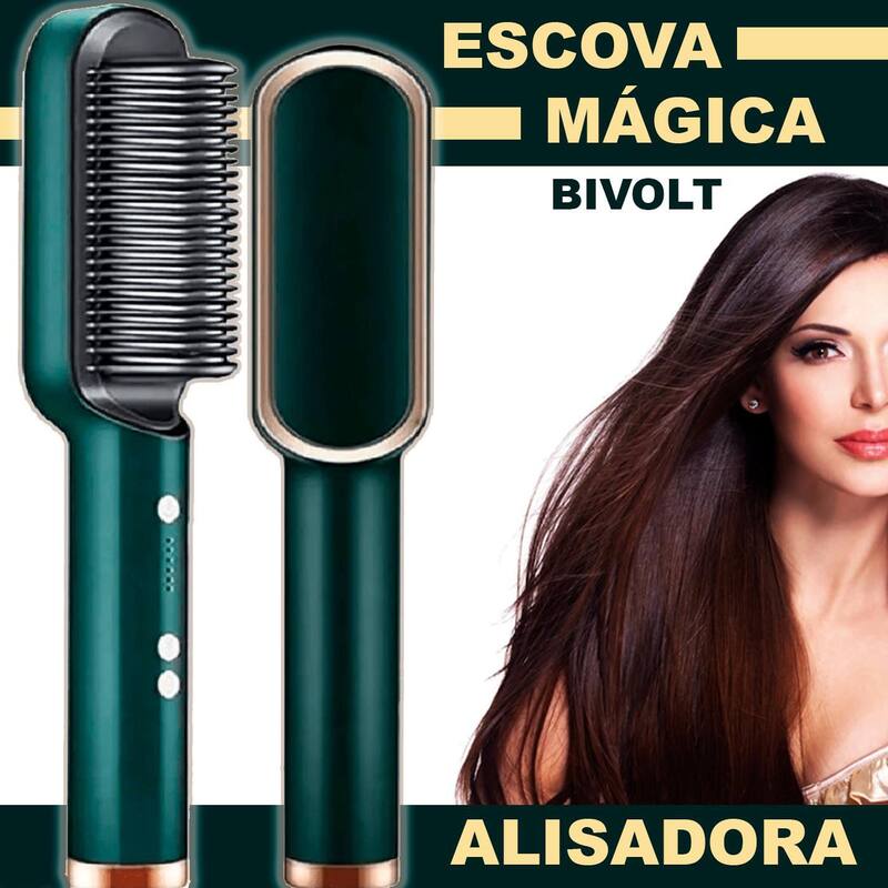 Escova secadora alisadora cabelo magnética crespo ondulado curto ...