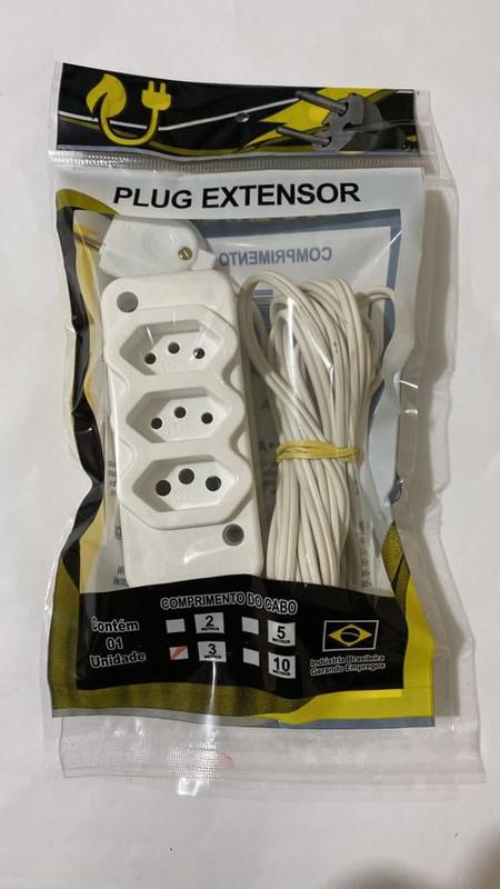 Extensão Elétrica Bivolt 3T - Entrada 3 Pinos 3M - KIT 6 UNI - Império ...