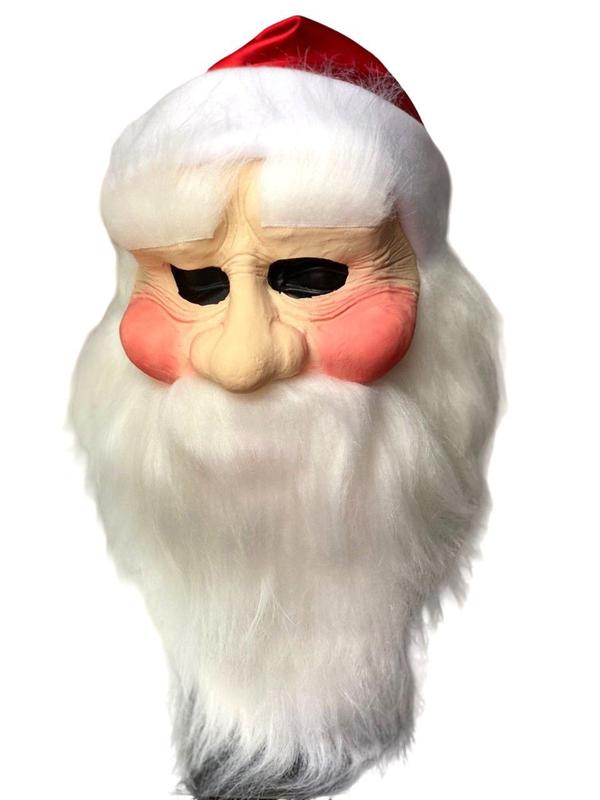 Fantasia Máscara Papai Noel Realista c/ Barba Cabelo pelúcia - Blook ...