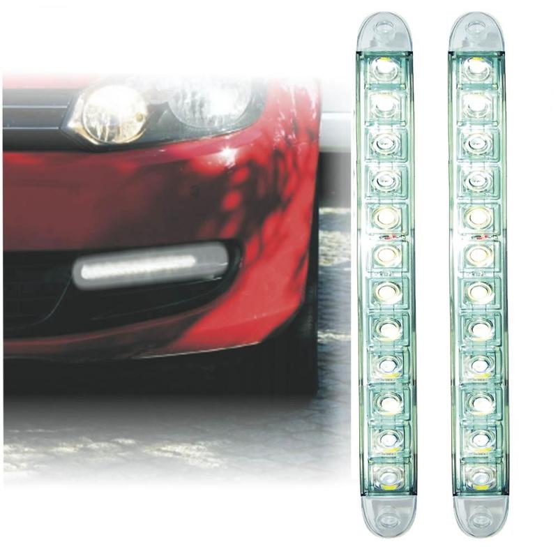 Farol de Rodagem Led Auxiliar 12 Leds Drl Daylight Diurna - Par - DNI ...