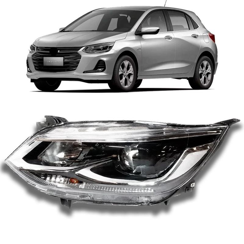 Farol Onix 2020 2021 2022 Projetor S/ Led Manual Cromado - AMS AUTO ...