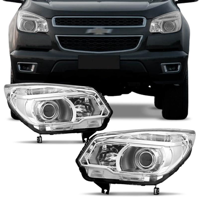 Farol S10 Trailblazer 2012 2013 2014 2015 2016 Cromado Foco Duplo ...