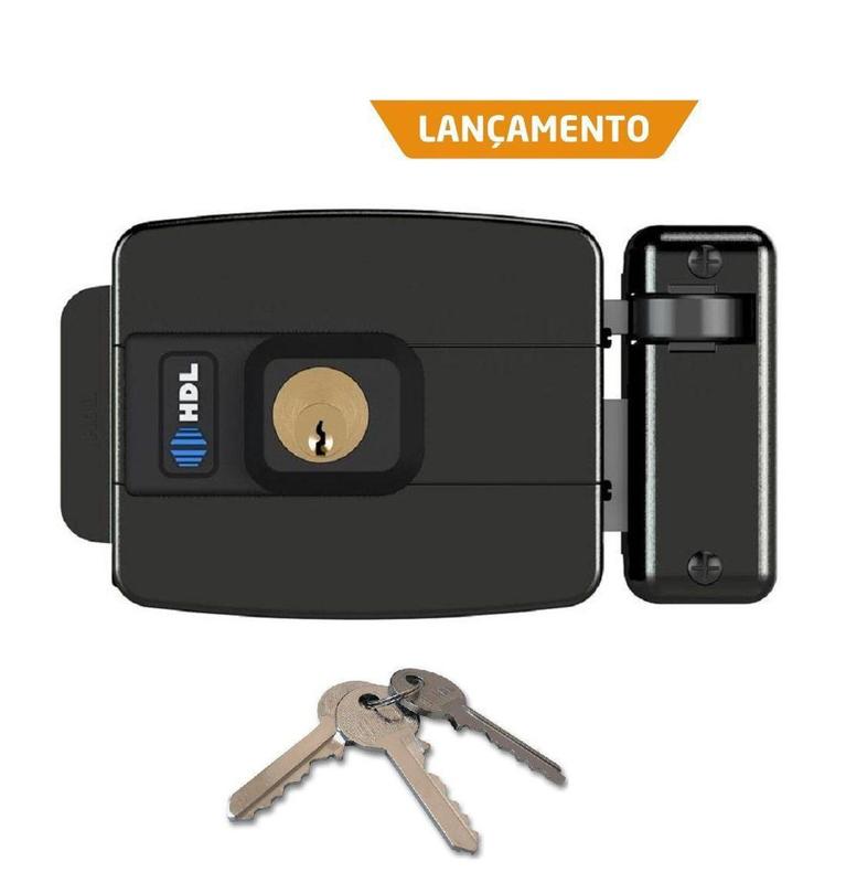 Fechadura HDL Elétrica C90 Dupla Fixa - Preta - Fechadura e Maçaneta ...