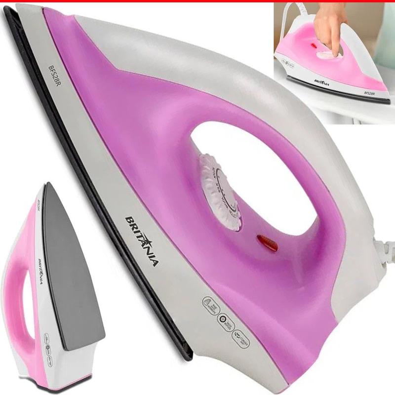 Ferro De Passar Roupa BRITâNIA Seco Antiaderente BFS28R Rosa 1000w ...