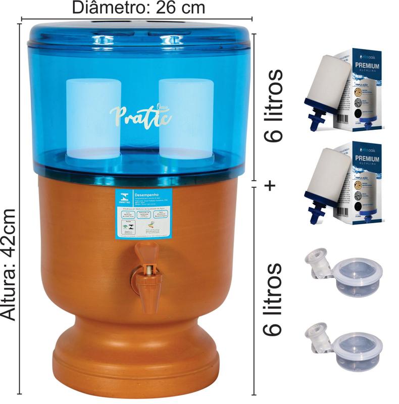 Filtro de Barro com Plástico Acrílico 12 litros vela tripla Ação com ...