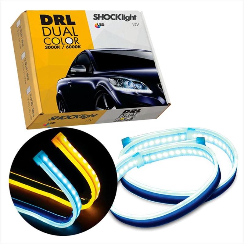Fita De Led Dual Color Drl Shocklight Farol Dianteiro 30cm - Fita de ...
