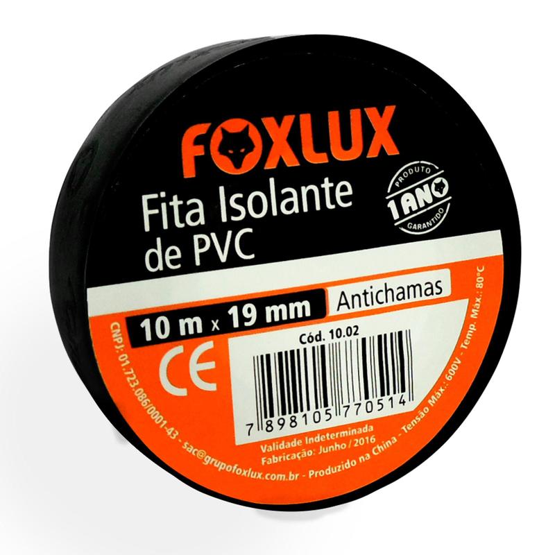 Fita Isolante Foxlux Pvc 10 Metros Antichama Tubo com 10 Unidades - Fox ...